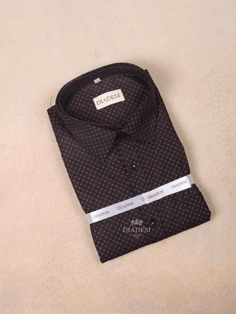 Black Cotton Floral Print Full Sleeve Shirt 1
