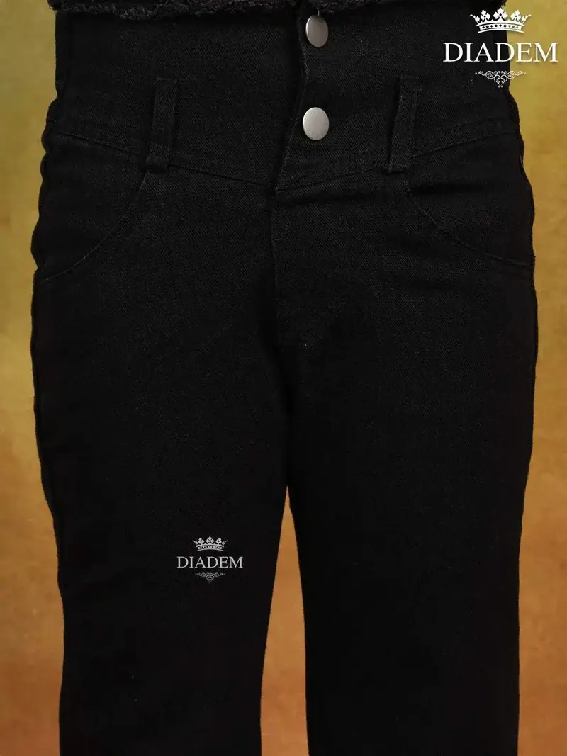 Black Cotton Full-Length Jeans 2