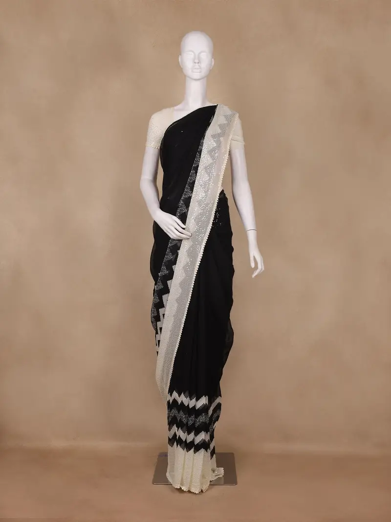 Black Embellished Design Georgette Saree 1