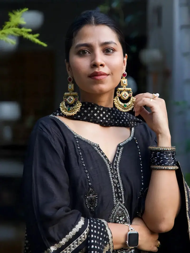 Black Embroidered Cotton Palazzo Salwar Suit 2