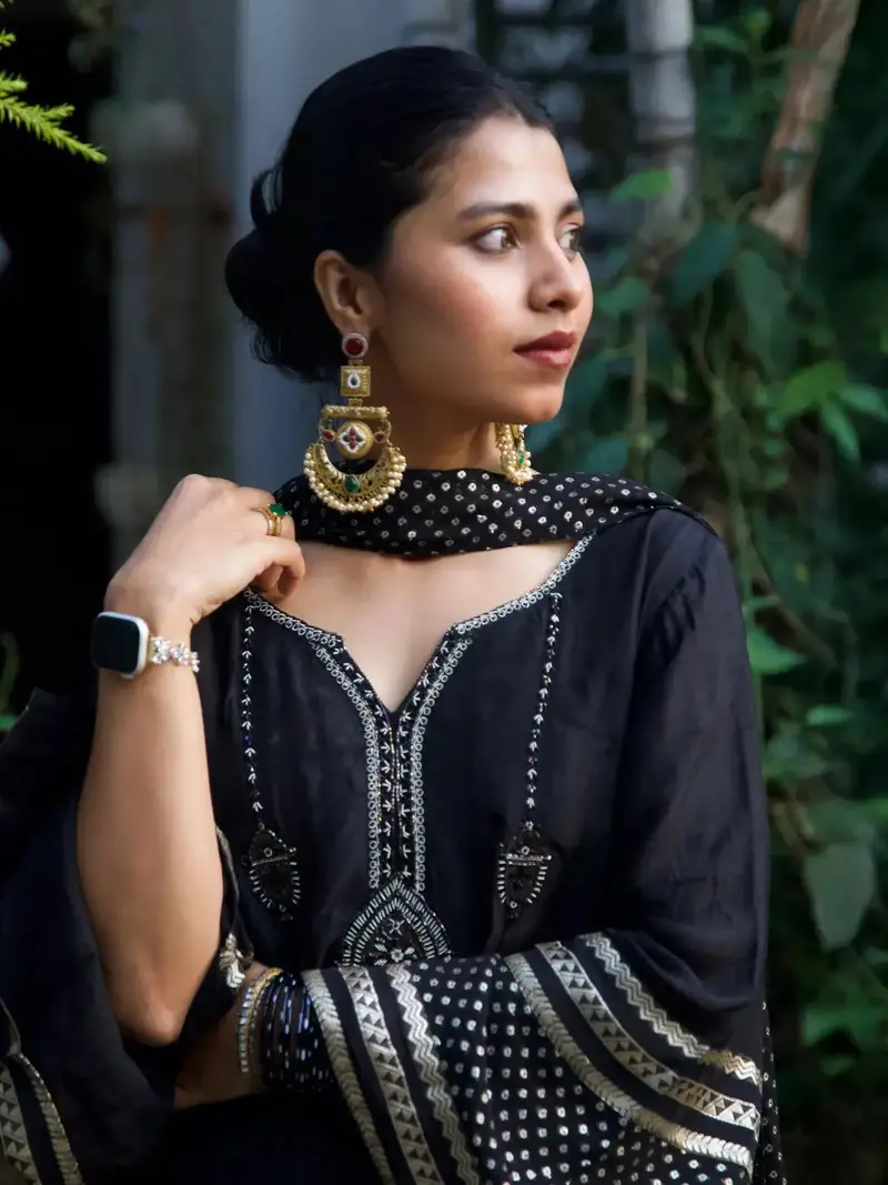 Black Embroidered Cotton Palazzo Salwar Suit 3