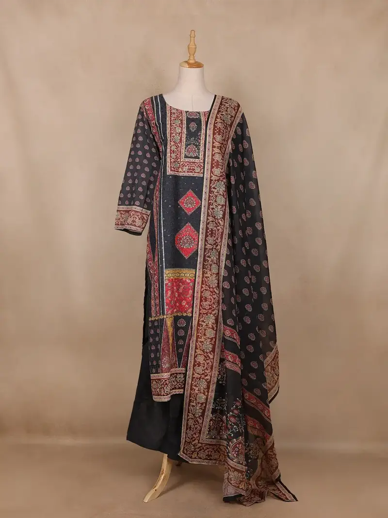 Black Floral Design Cotton Salwar Suit 1