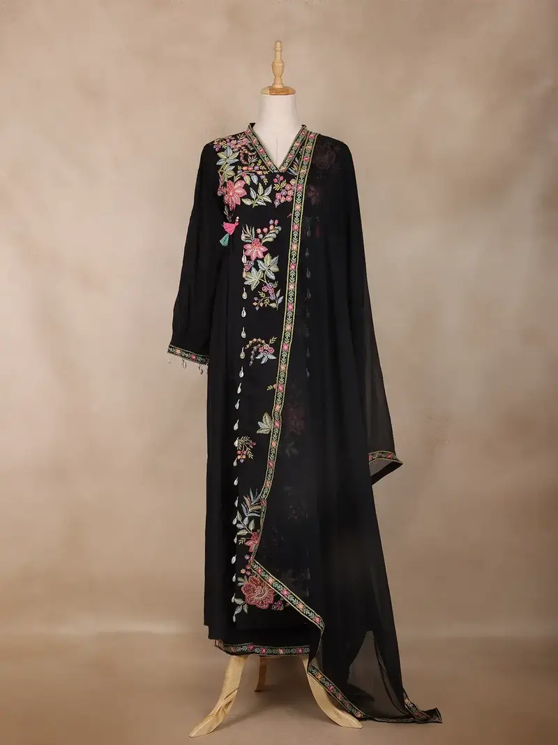 Black Floral Design Cotton Salwar Suit 1