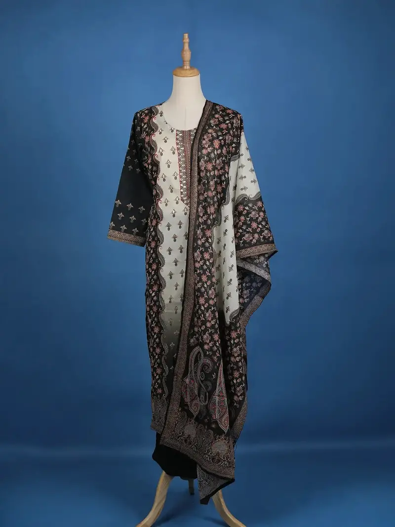 Black Floral Designed Cotton Salwar Suit 2