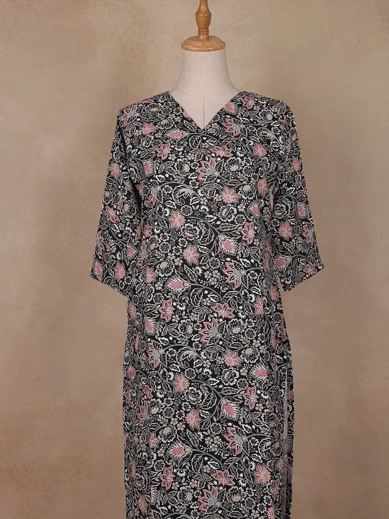 Black Floral Designed Cotton Salwar Suit 2