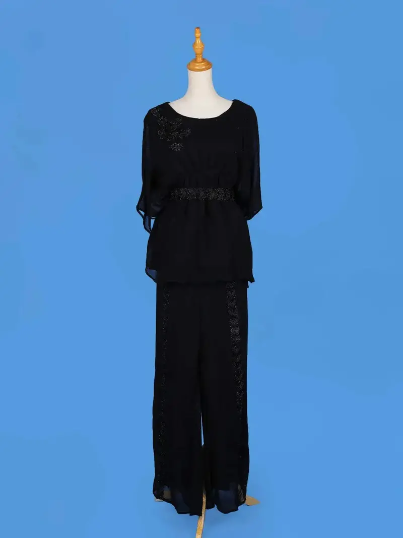 Black Floral Designed Palazzo Salwar Suit For Women 1