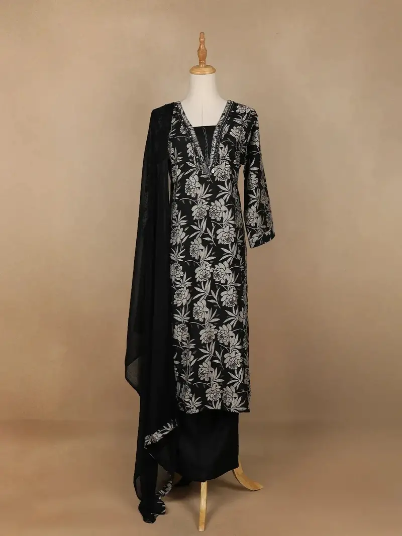 Black Floral Designed Salwar Suit 1