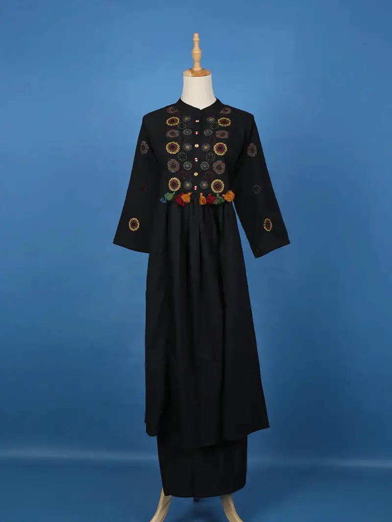 Black Floral Embroidered Cotton Palazzo Salwar Suit 1