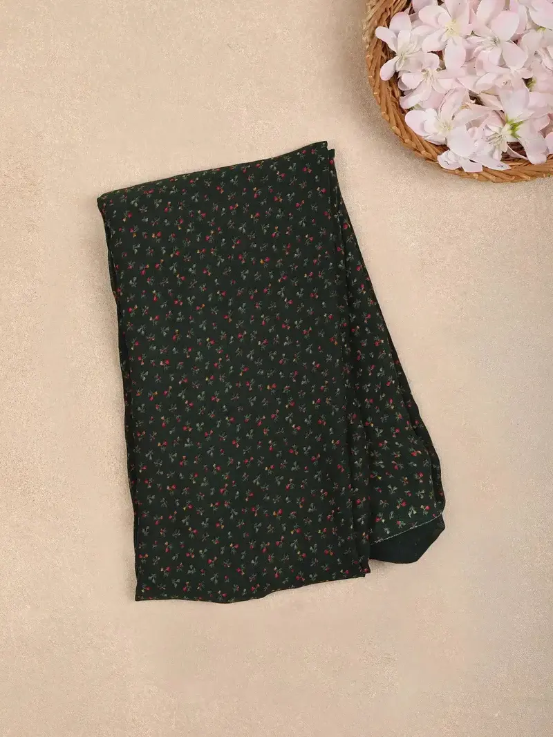 Black Floral Print Georgette Saree 1