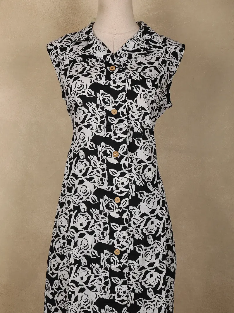 Black Floral Printed Design Cotton Co-Ord Set 2
