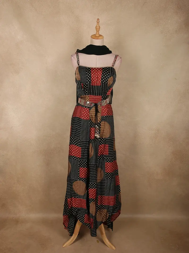 Black Geometric Printed Design Crepe Palazzo Suit With Dupatta 1