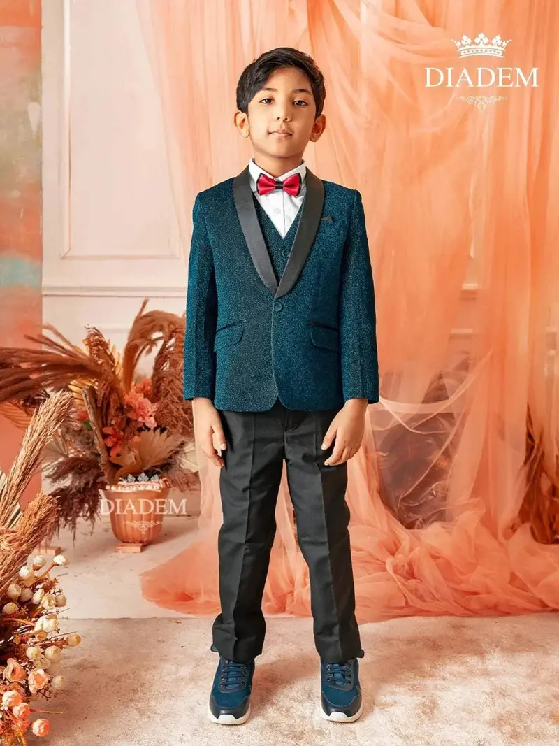 Black Glitter Texture Tuxedo Suit 1