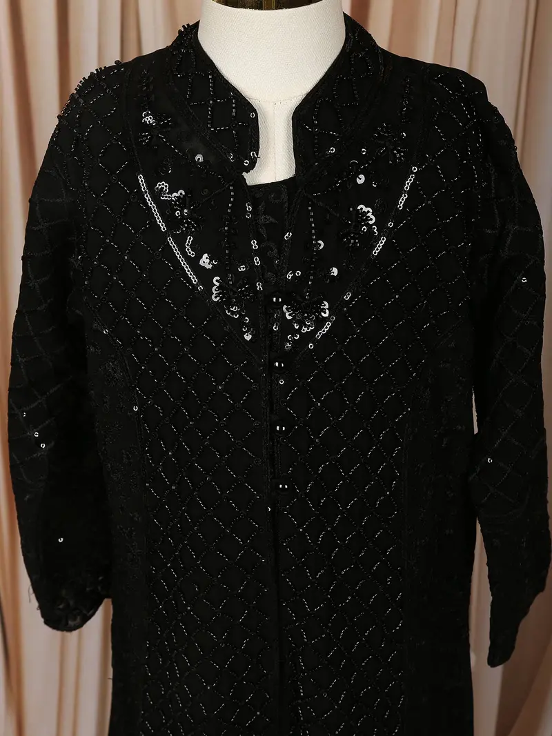 Black Heavy Sequins And Thread Embroidered Design Georgette Kids Palazzo Suit 5