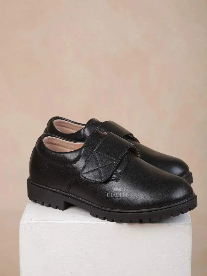 Black Leather Formal Shoes For Kids 1