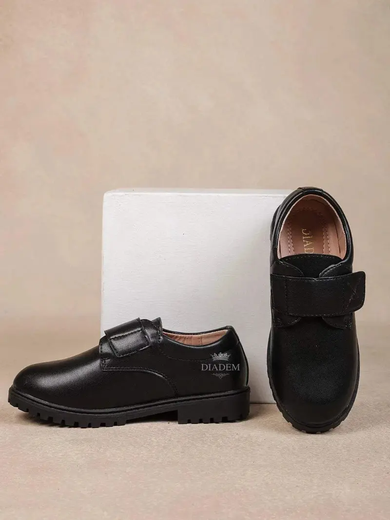Black Leather Formal Shoes For Kids 2