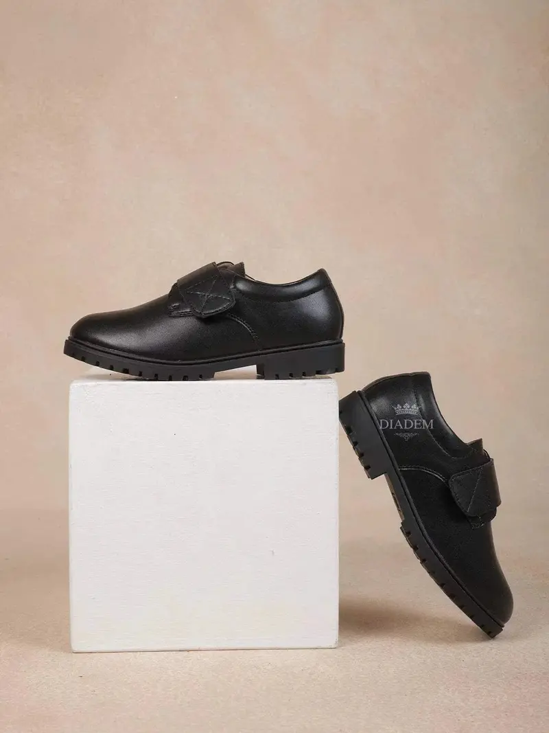 Black Leather Formal Shoes For Kids 3