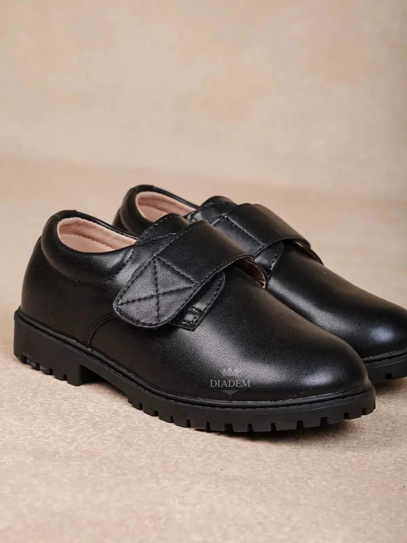 Black Leather Formal Shoes For Kids 4