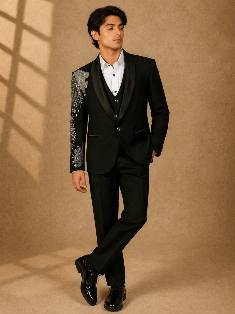 Black Lion Embroidery Coat Suit 1