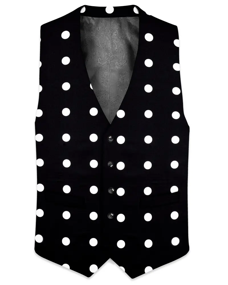 Black Polka Dots Cotton Waistcoat 1
