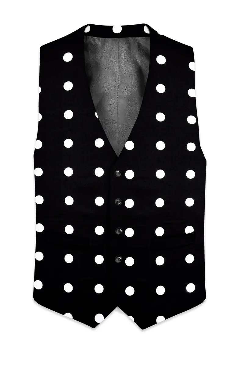 Black Polka Dots Cotton Waistcoat 2