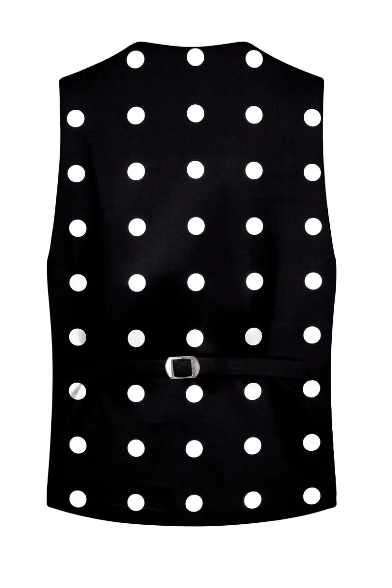 Black Polka Dots Cotton Waistcoat 4