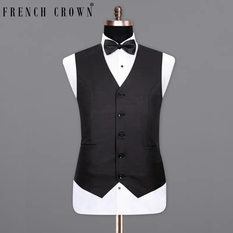 Black Russian Wool Rich Waistcoat 1