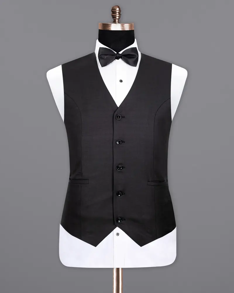 Black Russian Wool Rich Waistcoat 2