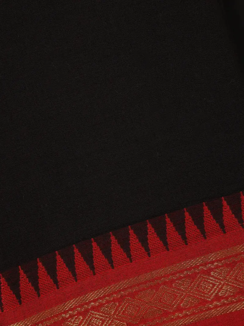 Black Solid Cotton Fancy Saree 2