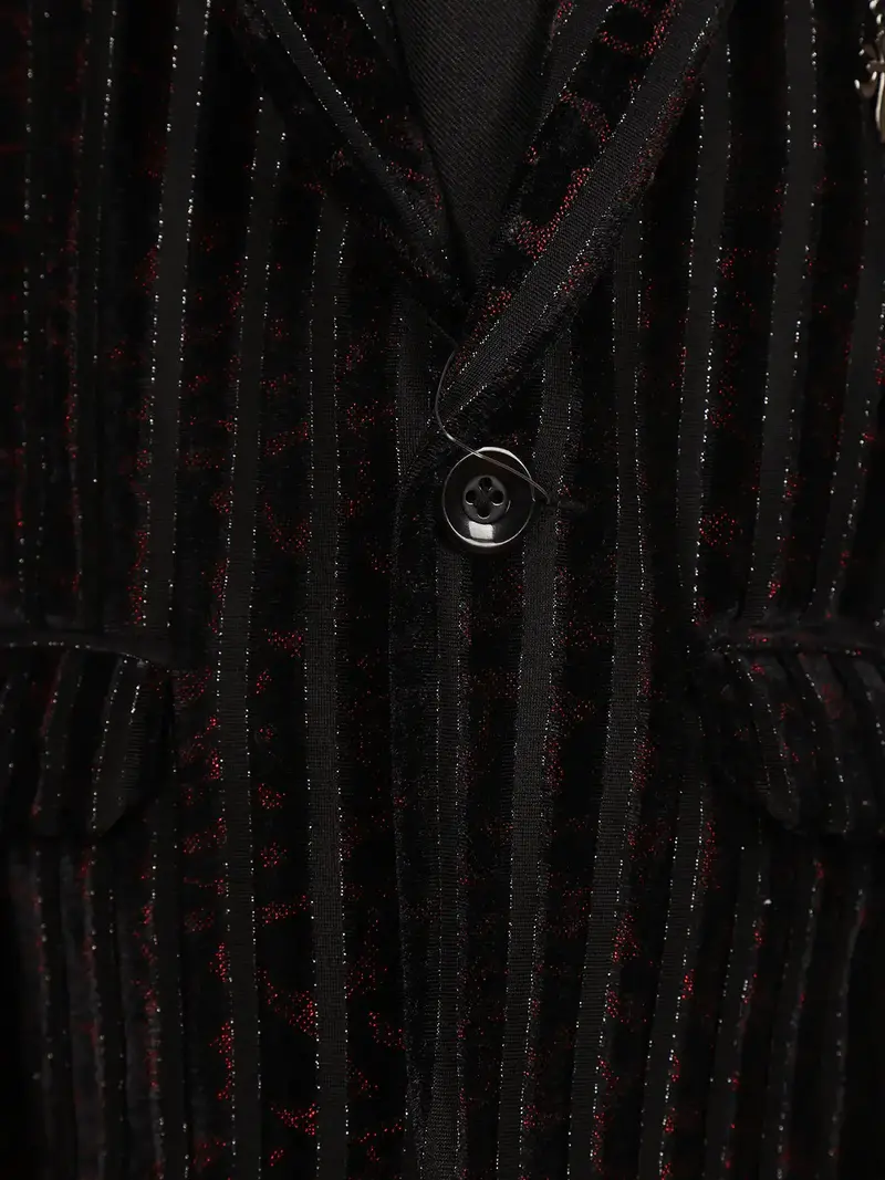 Black Striped Design Velvet Suit For Boys 7