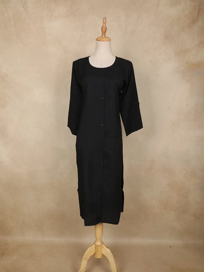 Black Stripes Design Cotton Kurti 1