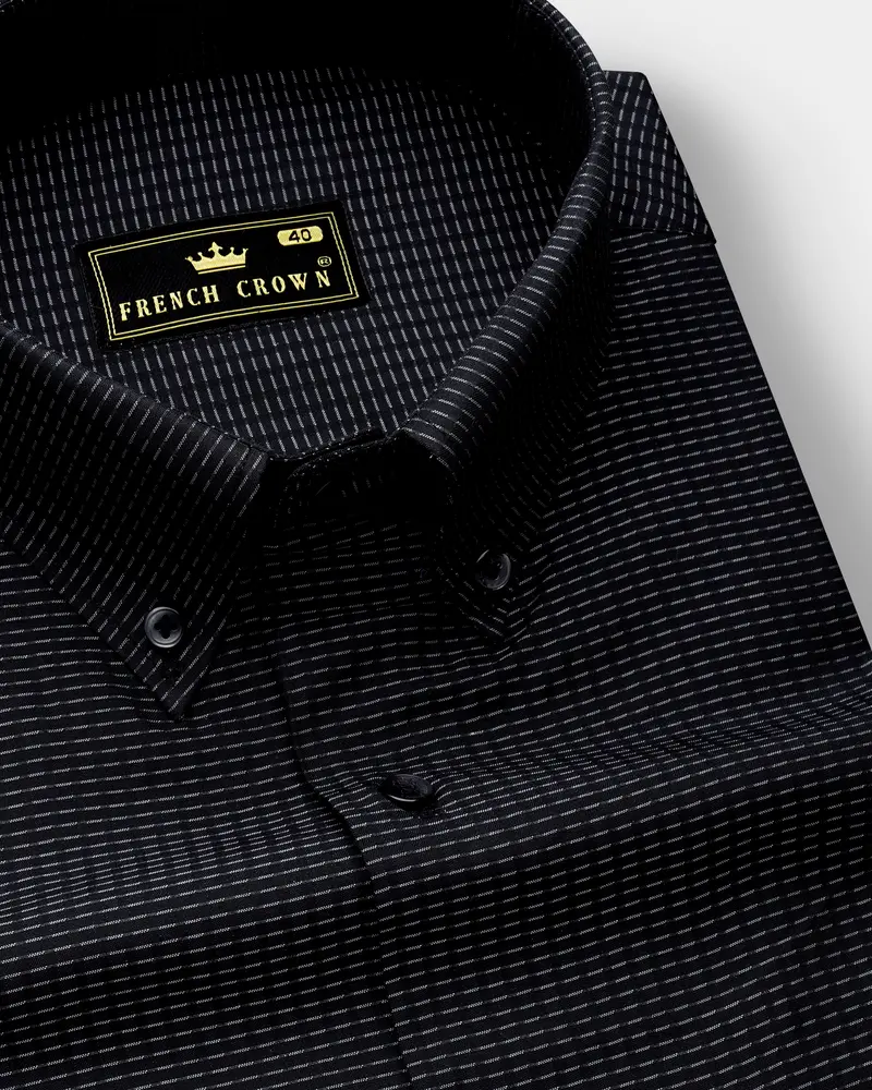 Black Textured Dobby Textured Premium Cotton Shirt 1