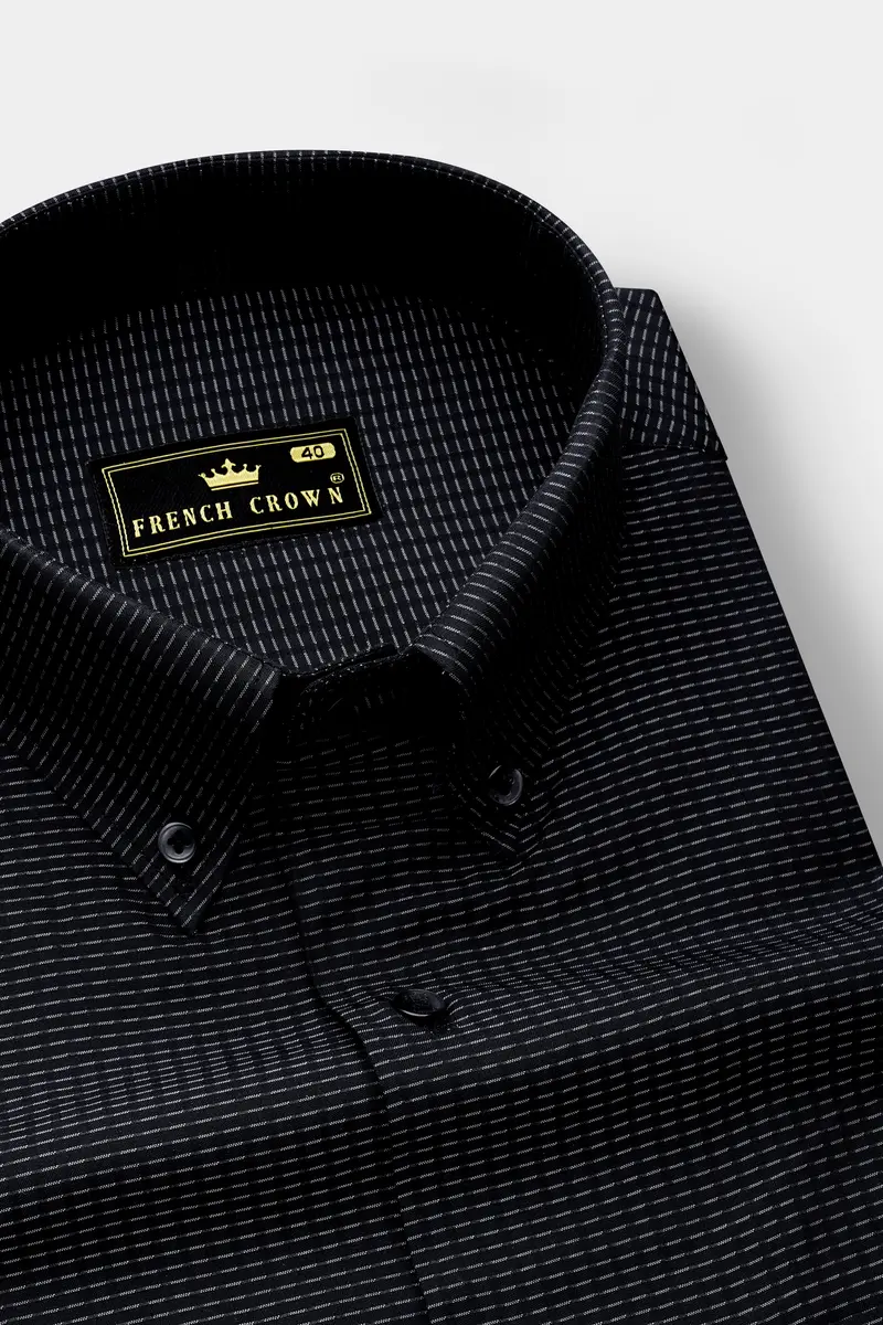 Black Textured Dobby Textured Premium Cotton Shirt 2