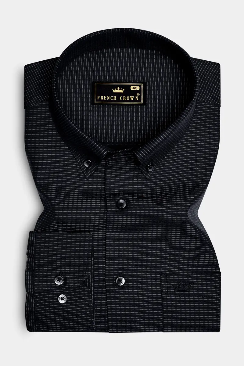 Black Textured Dobby Textured Premium Cotton Shirt 4