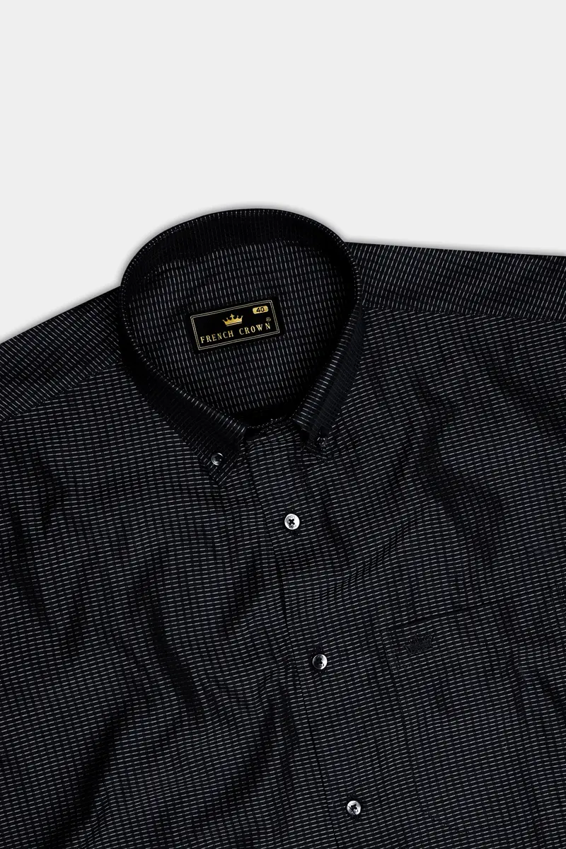 Black Textured Dobby Textured Premium Cotton Shirt 5