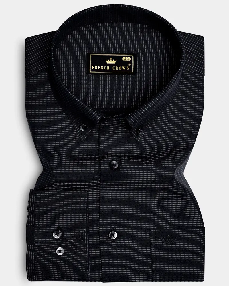 Black Textured Dobby Textured Premium Cotton Shirt 6