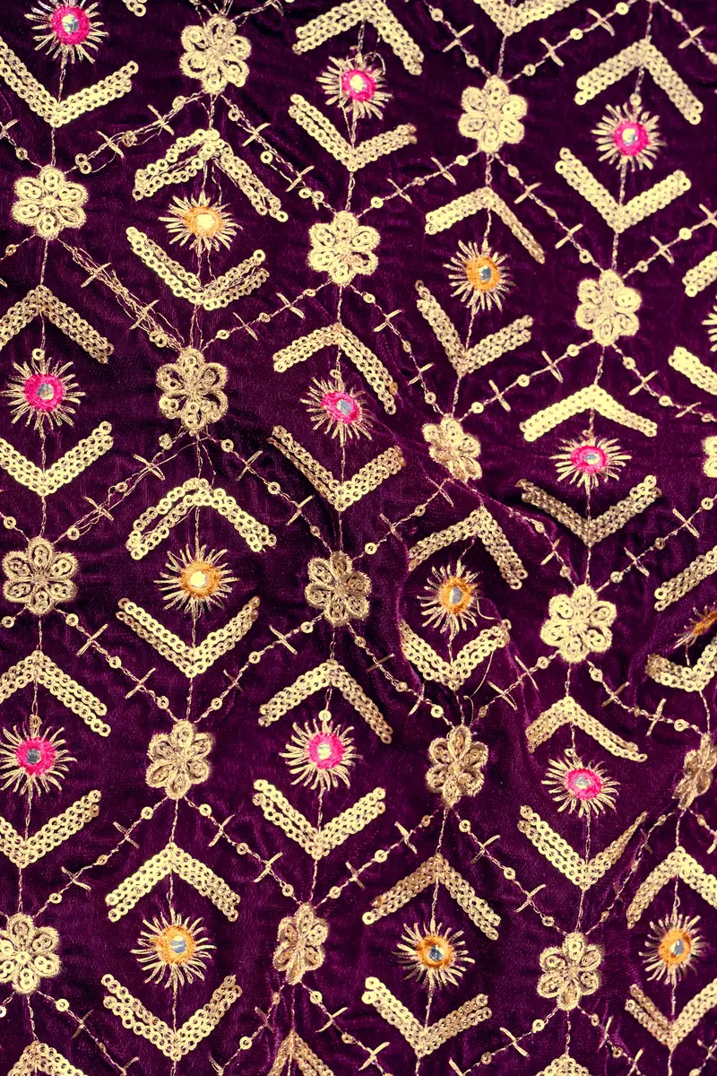 Blackberry Purple Velvet Thread And Sequin Embroidered Bandhgala Jodhpuri 3