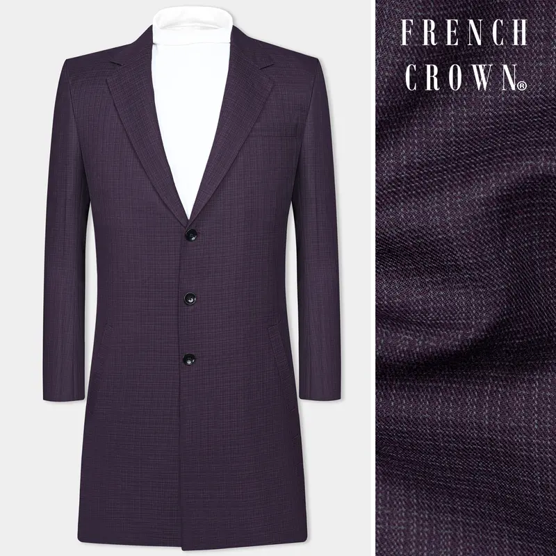 Blackcurrant Textured Wool Rich Overcoat 1