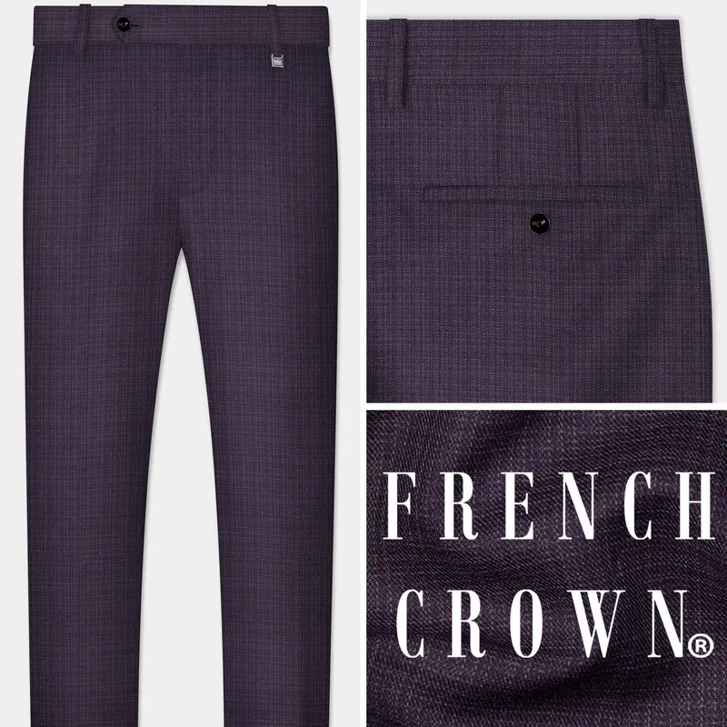 Blackcurrant Textured Wool Rich Pant 1
