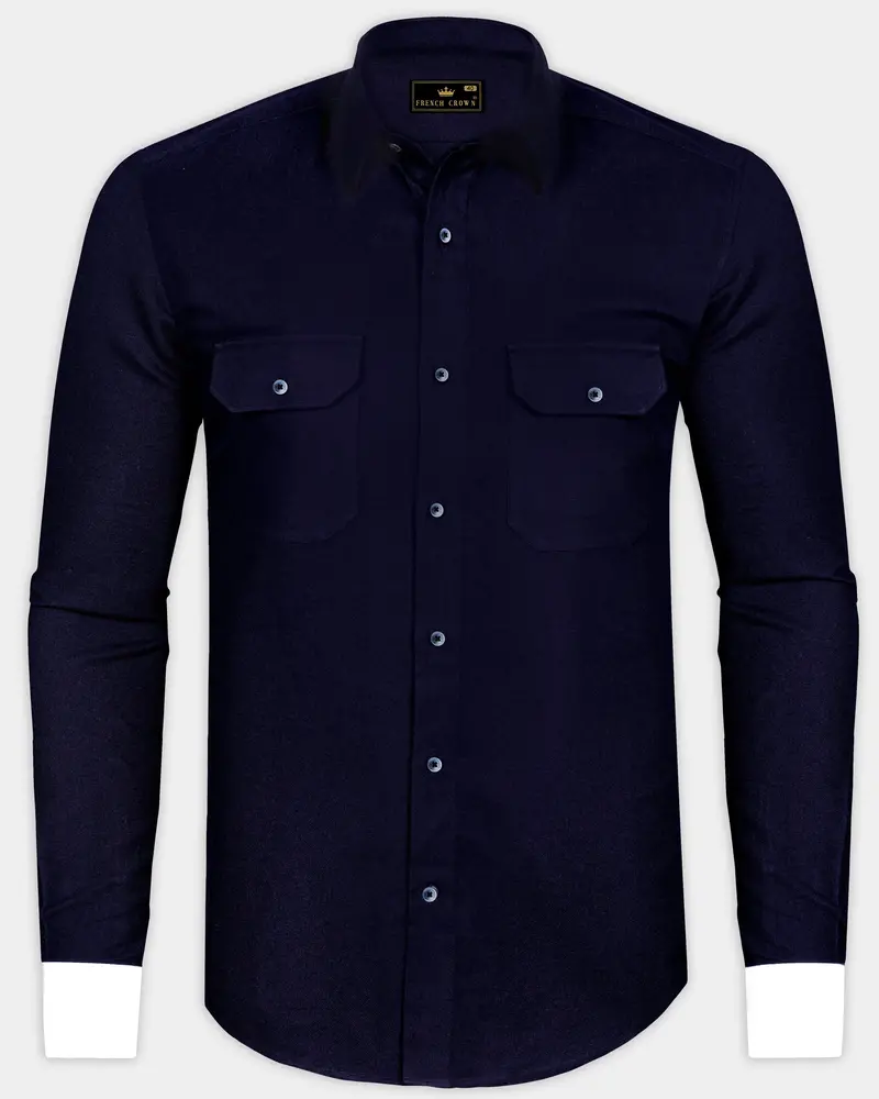 Blazic-Cinder Blue Heavyweight Super Soft Premium Flannel Cotton Casual Shirt 1