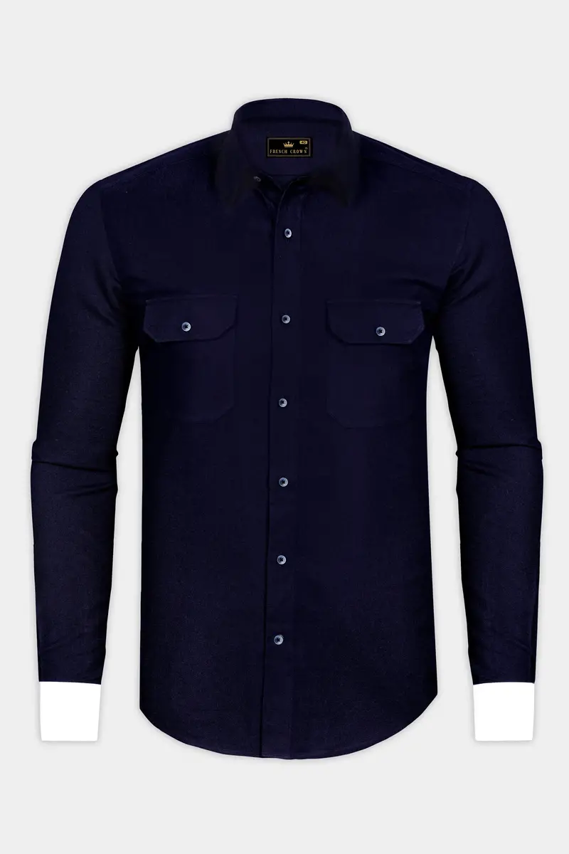 Blazic-Cinder Blue Heavyweight Super Soft Premium Flannel Cotton Casual Shirt 2