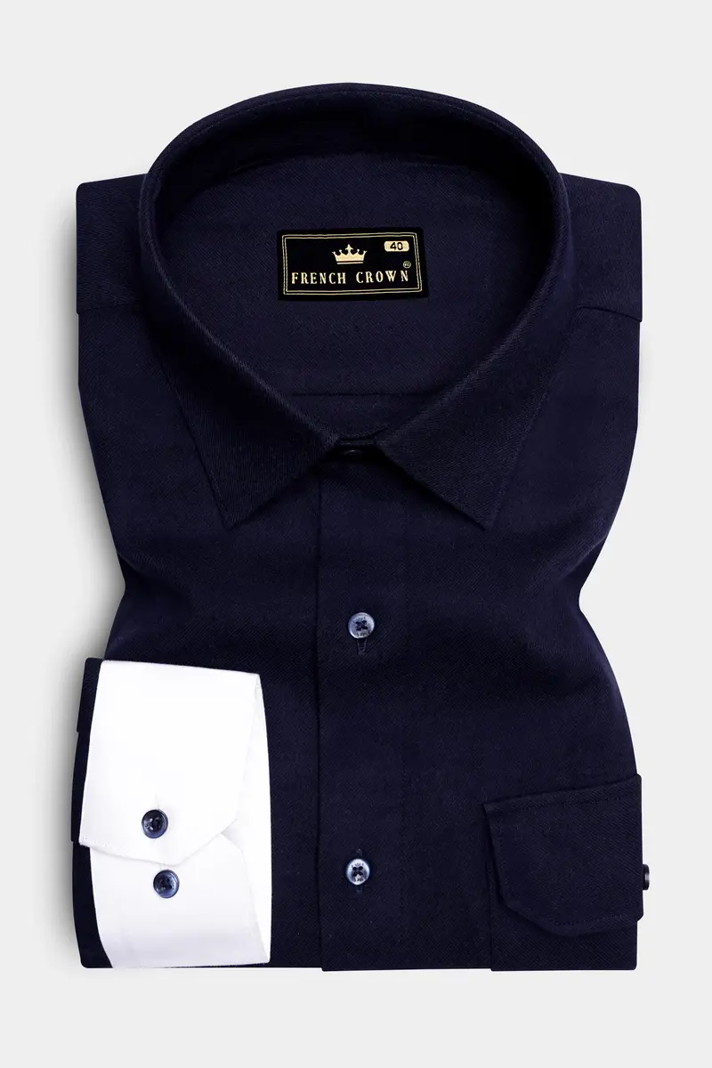 Blazic-Cinder Blue Heavyweight Super Soft Premium Flannel Cotton Casual Shirt 4
