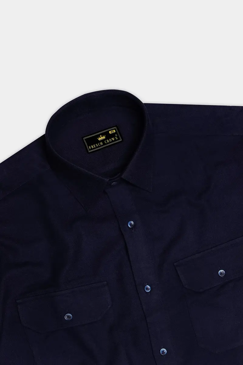 Blazic-Cinder Blue Heavyweight Super Soft Premium Flannel Cotton Casual Shirt 5