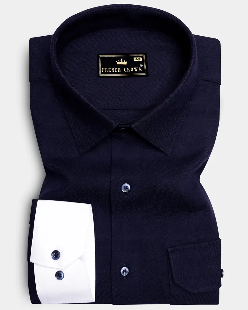 Blazic-Cinder Blue Heavyweight Super Soft Premium Flannel Cotton Casual Shirt 7