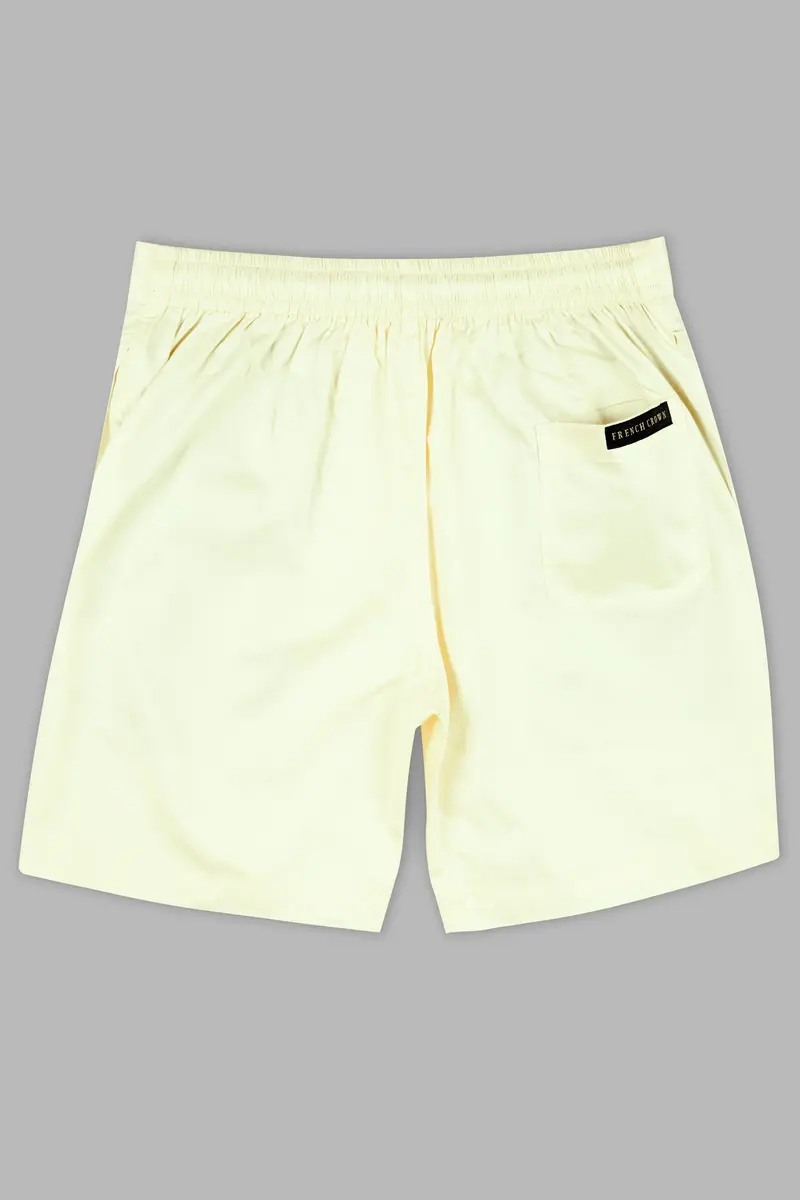 Bleach Yellow Subtle Sheen Super Soft Premium Cotton Shorts 4