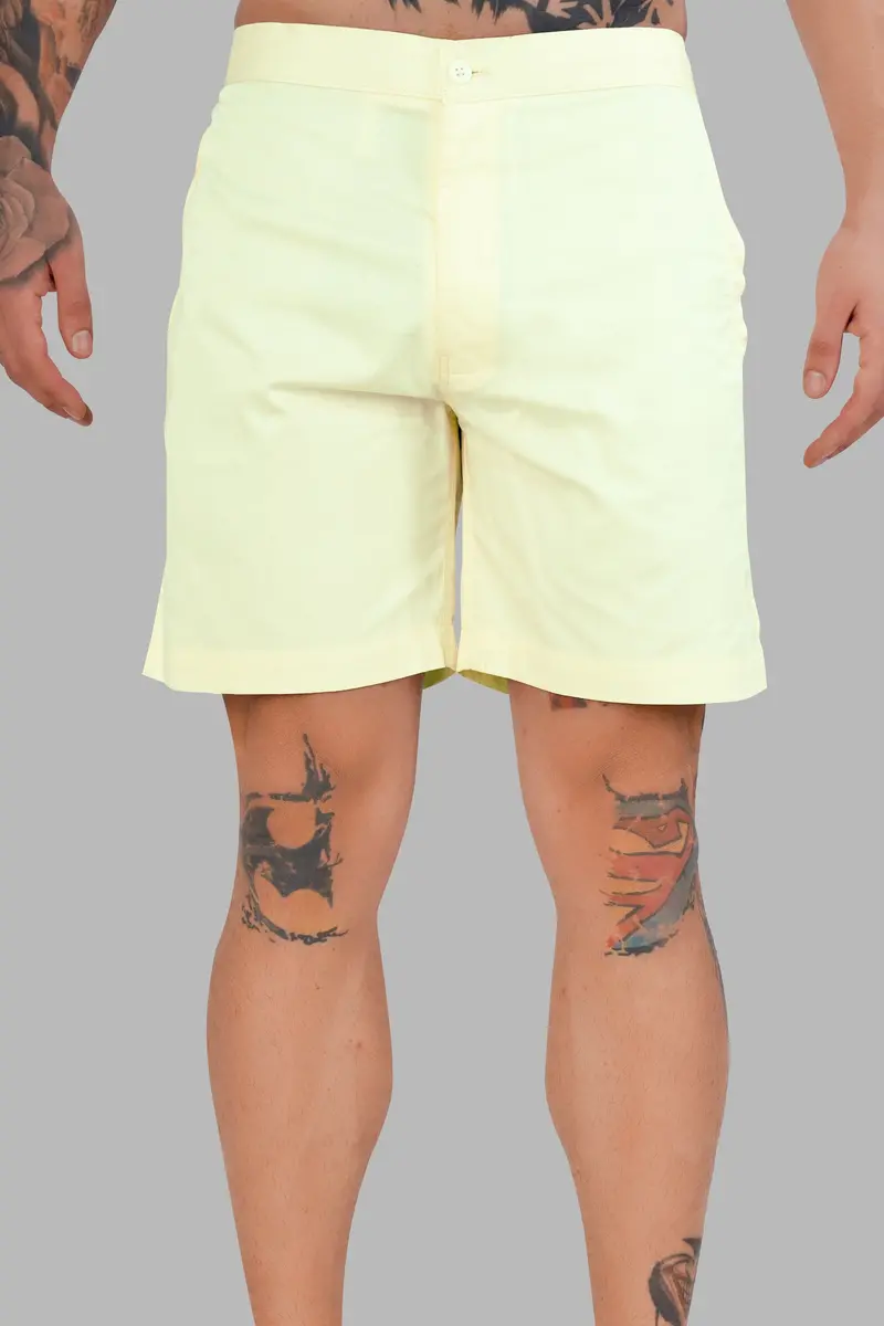 Bleach Yellow Subtle Sheen Super Soft Premium Cotton Shorts 6