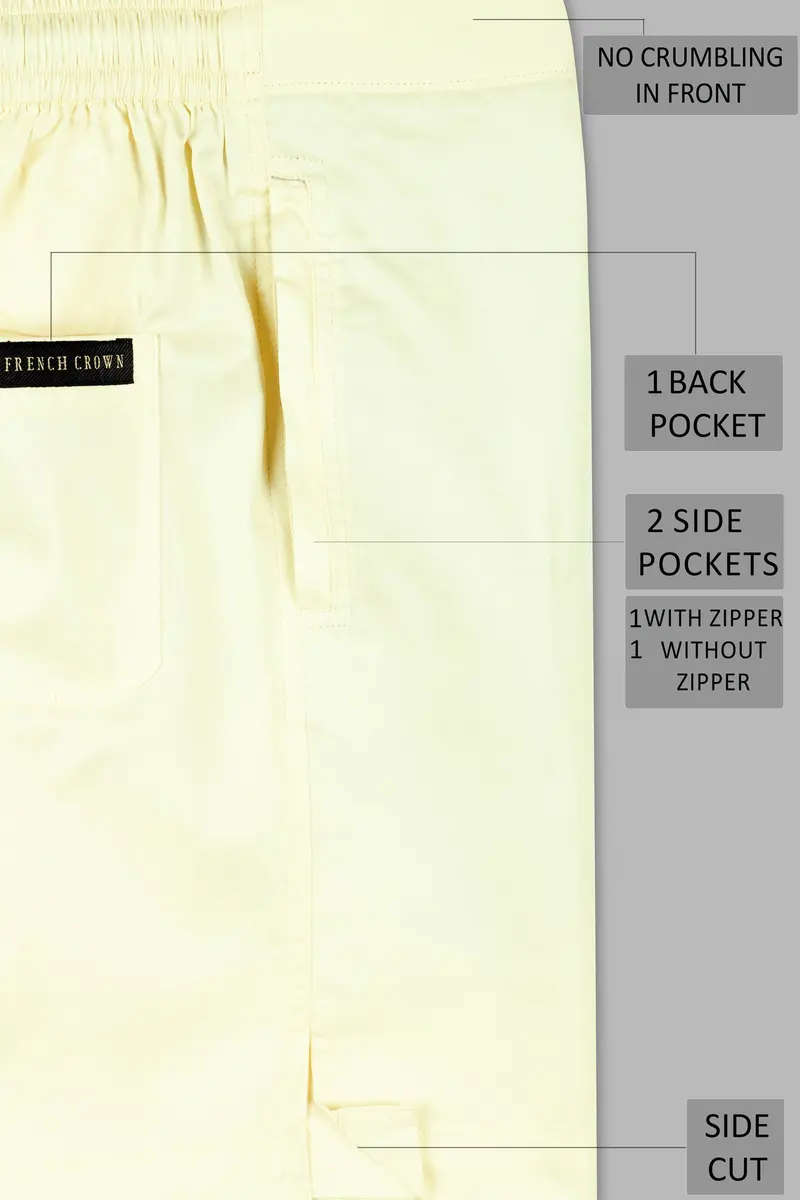 Bleach Yellow Subtle Sheen Super Soft Premium Cotton Shorts 7