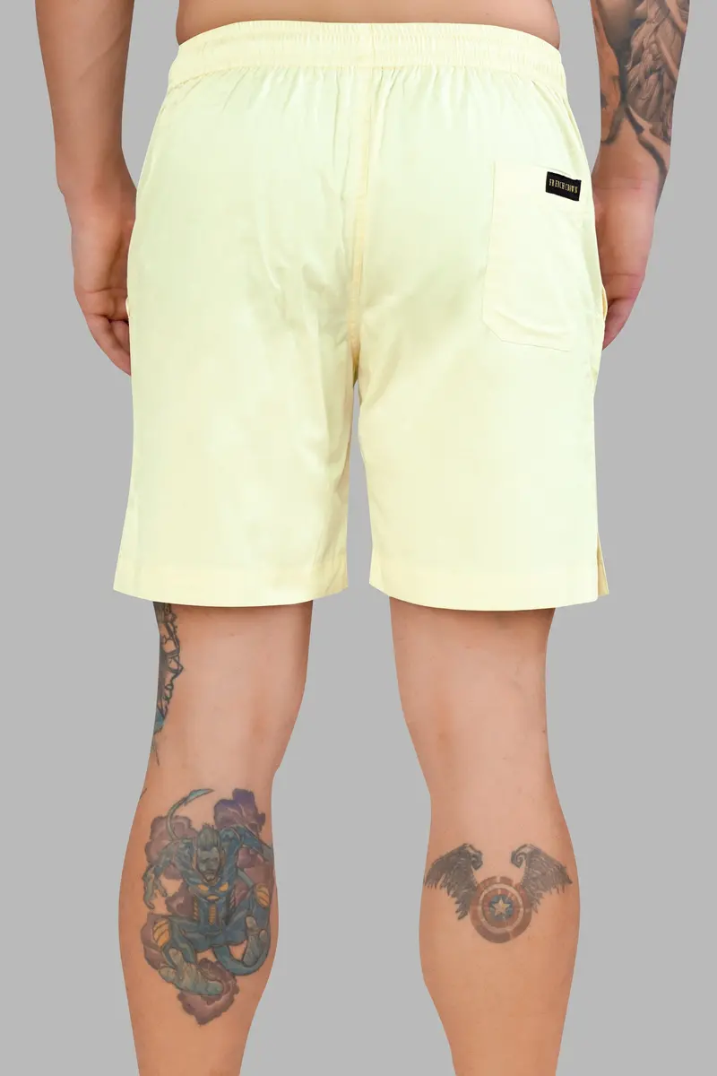 Bleach Yellow Subtle Sheen Super Soft Premium Cotton Shorts 8