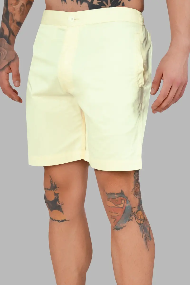 Bleach Yellow Subtle Sheen Super Soft Premium Cotton Shorts 9