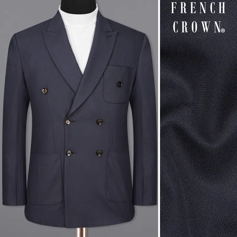 Bleached Cedar Blue Double Breasted Sports Blazer 1