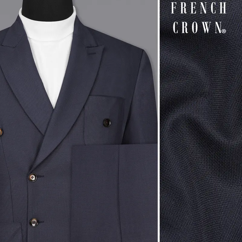Bleached Cedar Blue Double Breasted Sports Suit 1